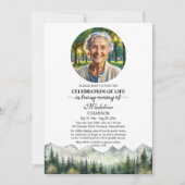 Mountains and Trees Celebration Of Life Funeral Kaart (Voorkant)