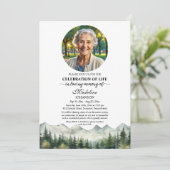 Mountains and Trees Celebration Of Life Funeral Kaart (Staand voorkant)
