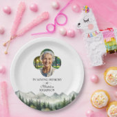 Mountains and Trees Celebration Of Life Funeral Papieren Bordje (Feest)