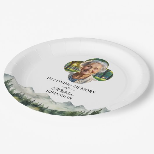 Mountains and Trees Celebration Of Life Funeral Papieren Bordje (Gekanteld)