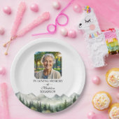 Mountains and Trees Celebration Of Life Funeral Papieren Bordje (Feest)