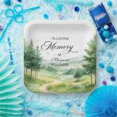 Mountains and Trees Celebration Of Life Funeral Papieren Bordje (Feest)