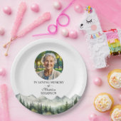 Mountains and Trees Celebration Of Life Funeral Papieren Bordje (Feest)