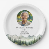 Mountains and Trees Celebration Of Life Funeral Papieren Bordje (Voorkant)