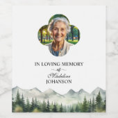 Mountains and Trees Celebration Of Life Funeral Wijn Etiket (Enkel label)