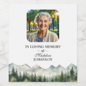 Mountains and Trees Celebration Of Life Funeral Wijn Etiket (Enkel label)