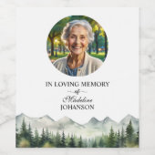 Mountains and Trees Celebration Of Life Funeral Wijn Etiket (Enkel label)