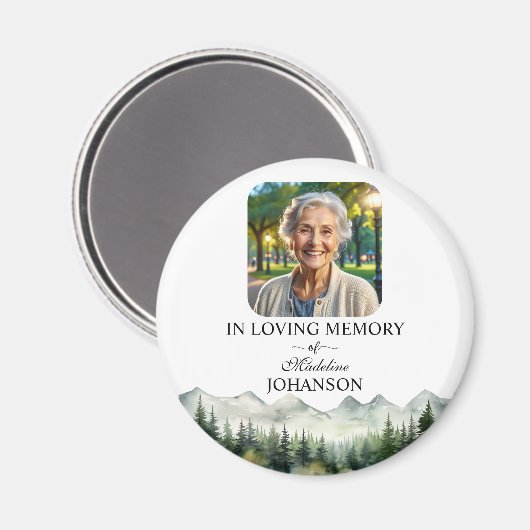 Mountains and Trees Celebration Of Life Keepsake Magneet (Voorkant / Achterkant)