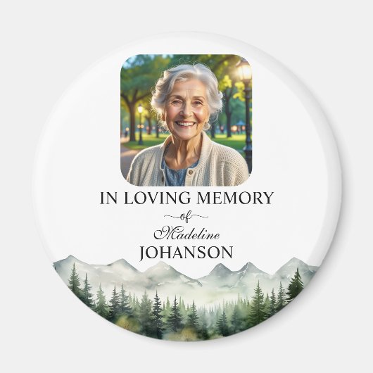 Mountains and Trees Celebration Of Life Keepsake Magneet (Voorkant)