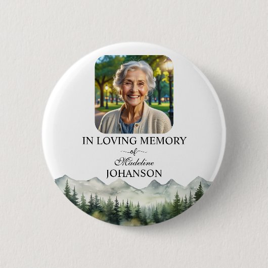 Mountains and Trees Celebration Of Life Keepsake Ronde Button 5,7 Cm (Voorkant)