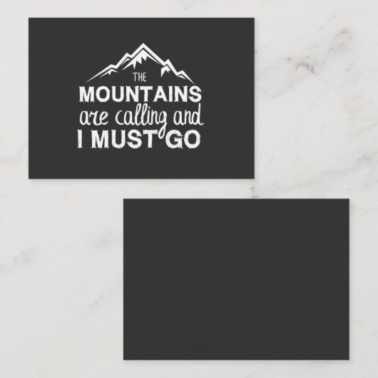 Mountains Are Calling And I Must Go Visitekaartje (Voorkant / Achterkant)