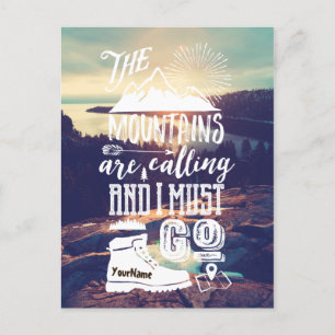 Mountains are Calling Typography Your Photo Feestdagenkaart