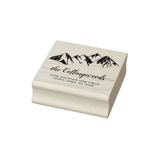 Mountains Calligraphy Swash Family Return Address Rubberstempel (Stempel)
