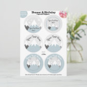 Mountains Cupcake Toppers, Baby shower Invitation Kaart (Staand voorkant)