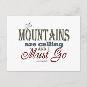 Mountains die Typografie Quote noemen - John Muir Briefkaart