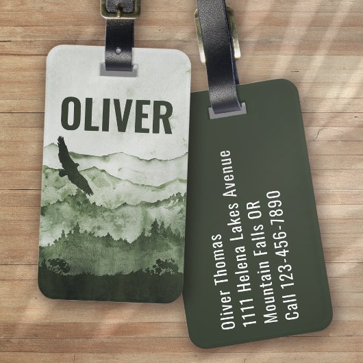 Mountains Eagle Outdoors Natuur gepersonaliseerd Bagagelabel