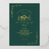 Mountains Emerald Wedding Folie Uitnodiging (Voorkant)