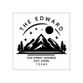 Mountains en Trees Familienaam Return Address Rubberstempel (Afrduk)
