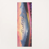 Mountains Flower Field Natuur Zonsondergang Medita Yogamat (Voorkant)