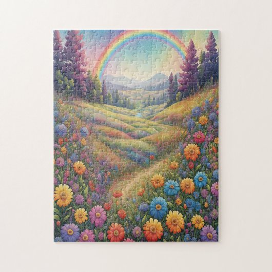 Mountains Flowers Rainbow Legpuzzel (Verticaal)