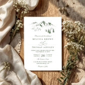 Mountains Forest Trees Pine Rustic QR Code Wedding Kaart