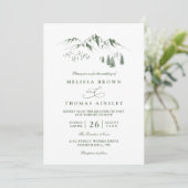 Mountains Forest Trees Pine Rustic QR Code Wedding Kaart (Staand voorkant)