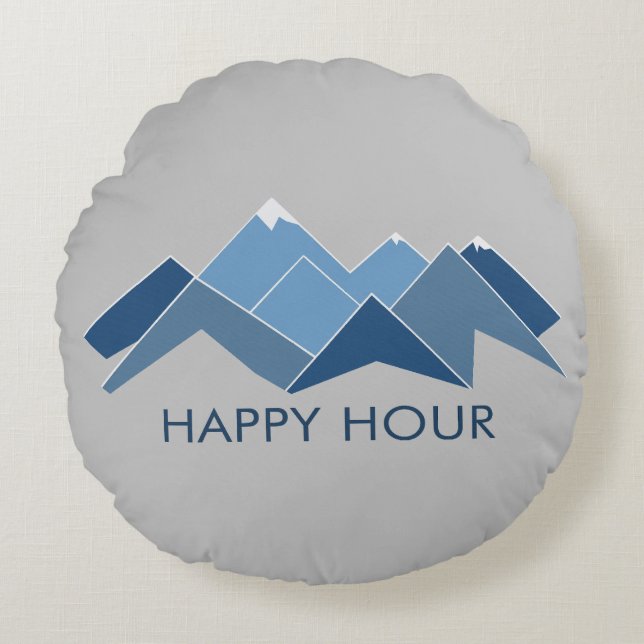Mountains Happy Hour Rond Kussen (Voorkant)