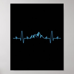 Mountains Heartbeat Wandelshirt - Bergbeklimmen Poster