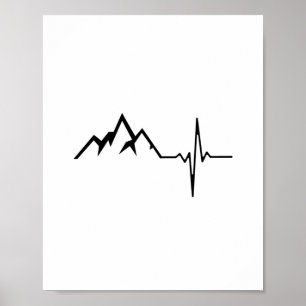 Mountains Hiking Heartbeat Poster