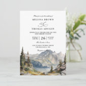 Mountains lake Rustic Elegant QR Code Wedding Kaart (Staand voorkant)