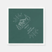 Mountains Line Art Emerald Wedding Napkins Servet (Voorkant)