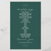 Mountains Line Art Emerald Wedding Program (Achterkant)