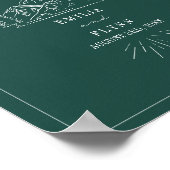 Mountains Line Art Emerald Wedding Welcome Poster (Hoek)