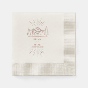 Mountains Line Art Terracotta Wedding Napkins Servet