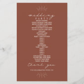 Mountains Line Art Terracotta Wedding Program Hand (Achterkant)