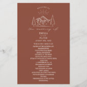 Mountains Line Art Terracotta Wedding Program Hand (Voorkant)