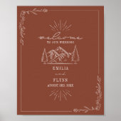 Mountains Line Art Terracotta Wedding Welcome Poster (Voorkant)