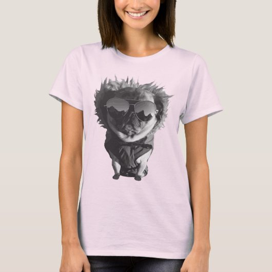 "Mountains Majestic like Pizza Slices" Funny Pug T-shirt (Voorkant)