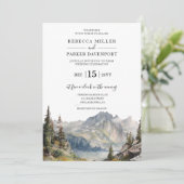 Mountains meer bruiloft uitnodiging (Staand voorkant)