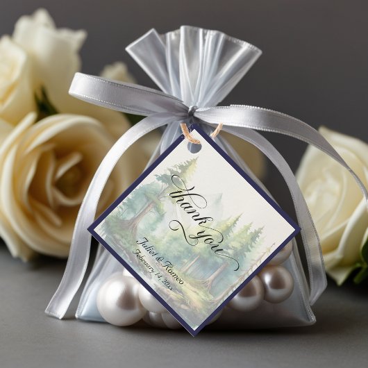 Mountains & Monogram - Ivoor/Blauw Bedankjes Labels