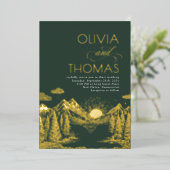 Mountains Nature Sunset Romantic Elegant Wedding Folie Uitnodiging (Staand Voorkant)