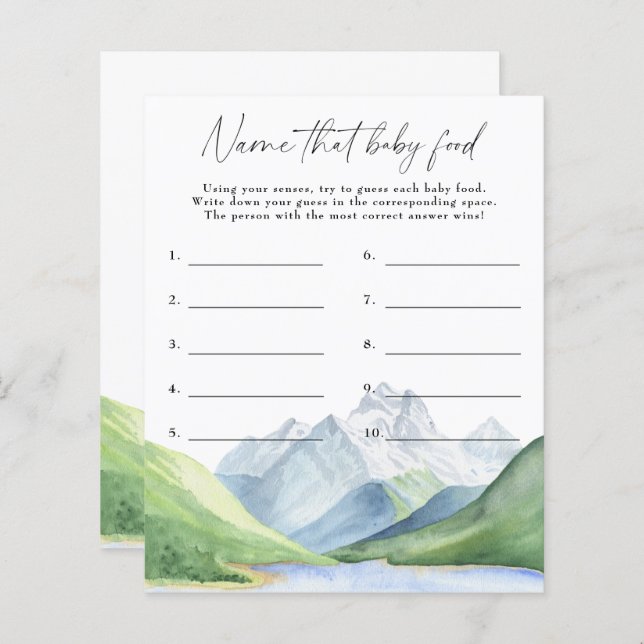 Mountains - Noem dat baby food spel (Voorkant / Achterkant)