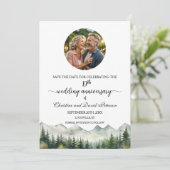Mountains Pines 19th Wedding Anniversary Photo Save The Date (Staand voorkant)