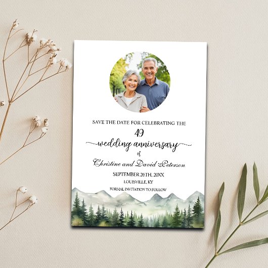 Mountains Pines 49 Wedding Anniversary Photo Save The Date