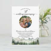 Mountains Pines 51st Wedding Anniversary Photo Kaart (Staand voorkant)