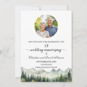 Mountains Pines 53 Wedding Anniversary Photo Save The Date (Voorkant)