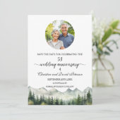 Mountains Pines 53 Wedding Anniversary Photo Save The Date (Staand voorkant)