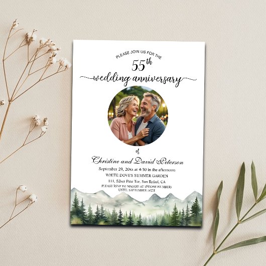 Mountains Pines 55th Wedding Jubileum Foto Kaart