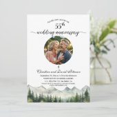 Mountains Pines 55th Wedding Jubileum Foto Kaart (Staand voorkant)