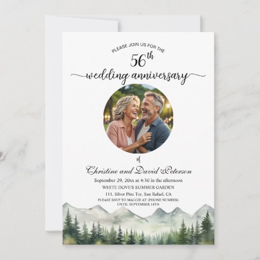 Mountains Pines 56th Wedding Anniversary Photo Kaart (Voorkant)